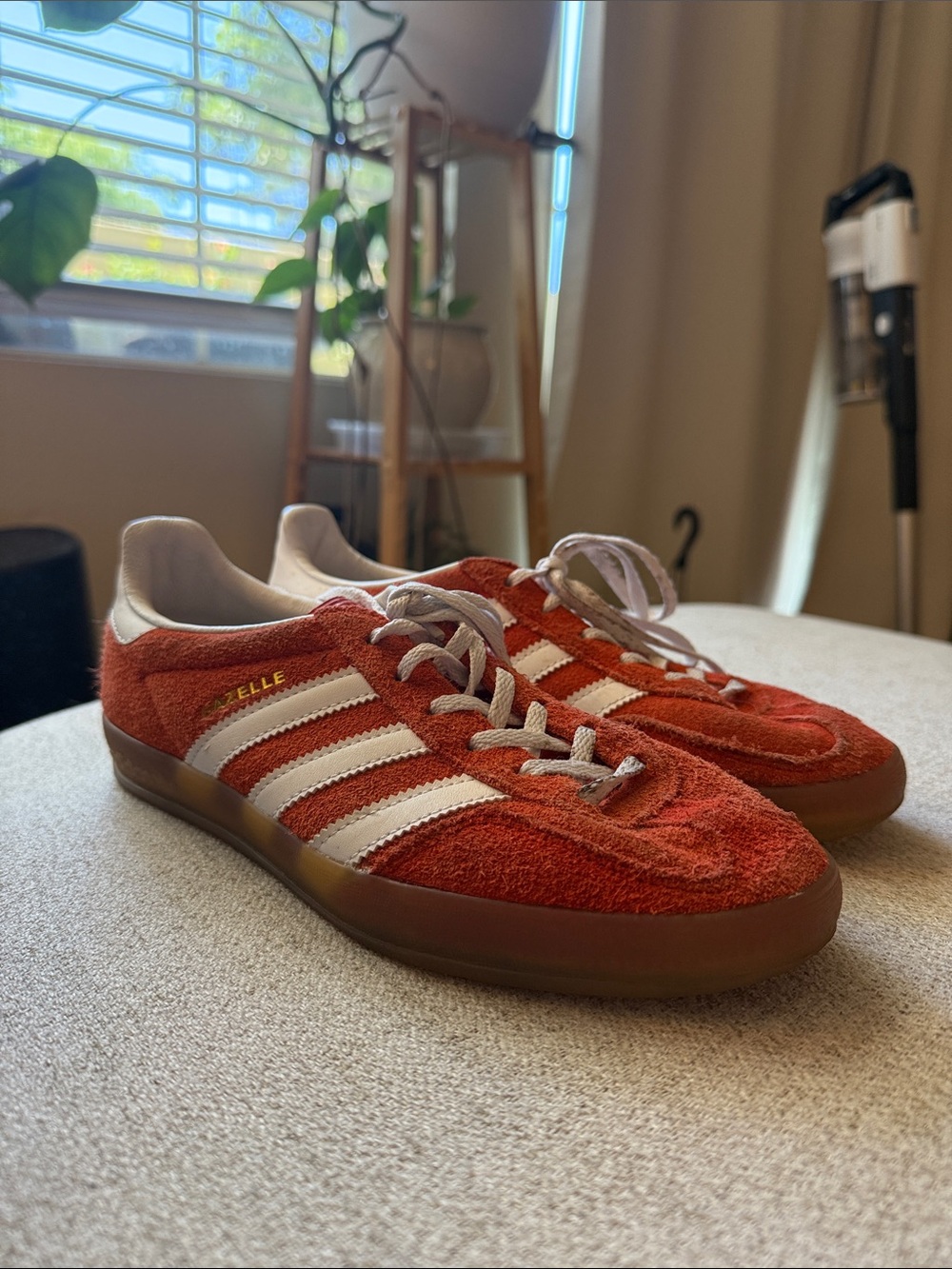 Adidas Gazelle Orange Suede Gum Sole Sneakers Women Size 8